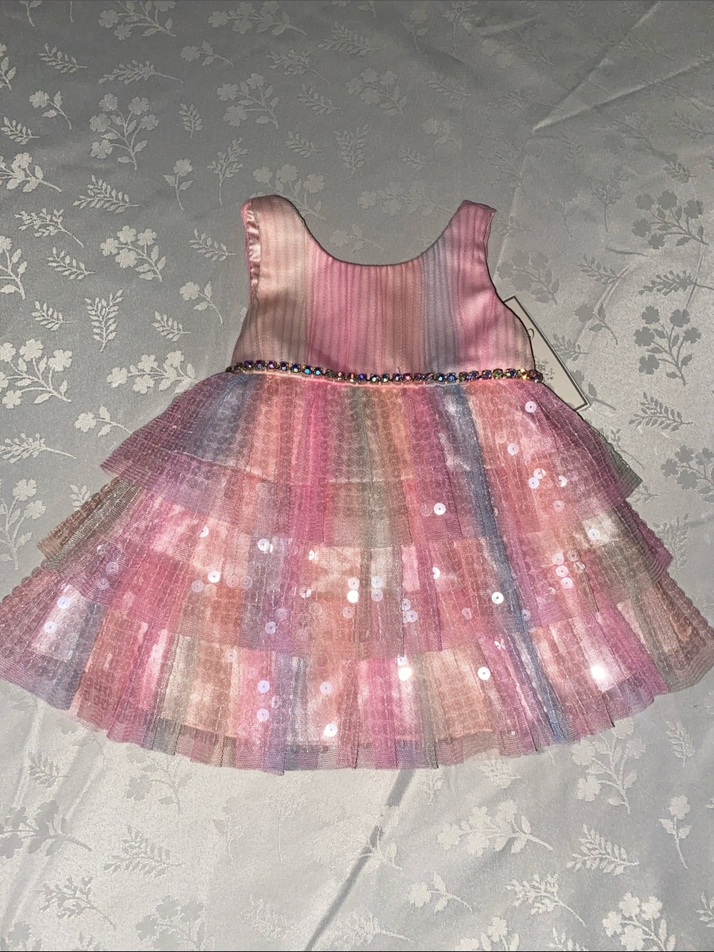 Couture Princess Baby Girl Rainbow Sequin Tulle Dress Sz 6M NWT